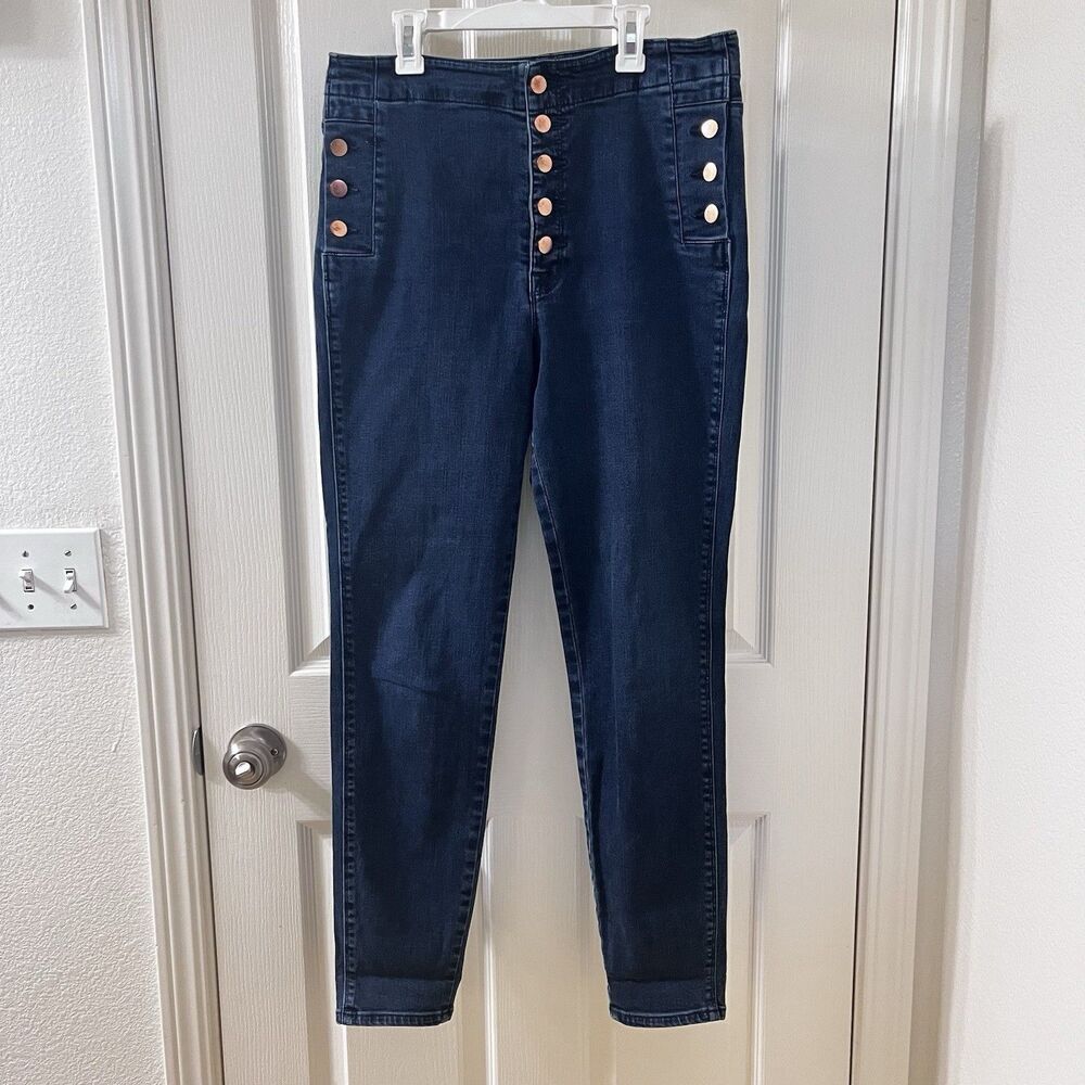 J Brand Natasha Sky High Skinny Button-Fly Jeans Blue Women's Size 31